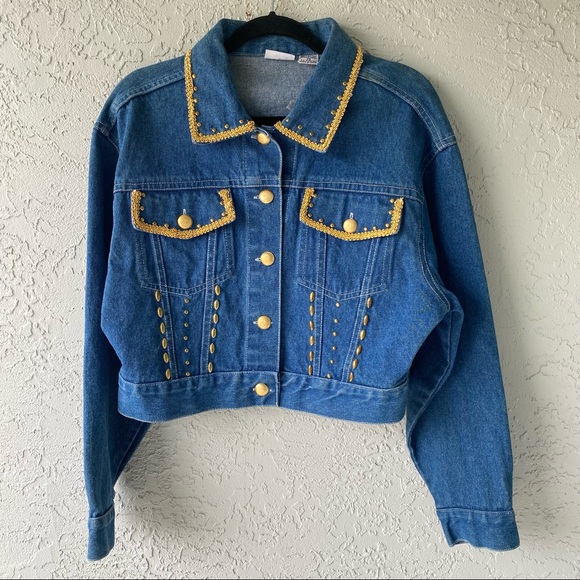 Vintage Styles To Go size 14 denim jacket with gold detailing - Picture 5 of 7